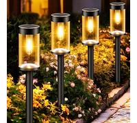 nipify Lampe Solaire Exterieur Jardin, Lot de 4 Lumiere Solaire Exterieur Jardin avec Blanc Chaud, Étanche Eclairage Extérieur Solaire Décoration Pour Chemins, Terrasse, Pelouse Patio Allée 【3000K】