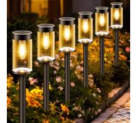nipify Lampe Solaire Exterieur Jardin Lot de 6, Lumiere Solaire Exterieur Blanc Chaud, Étanche Eclairage Extérieur Décoration Pour Chemins Terrasse Pelouse Patio Allée
