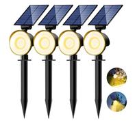 nipify Spot Solaire Eexterieur Lot de 4, Lampe Solaire Jardin 53 LED/3 Modes, Étanche Réglable Lumiere Solaire Puissant pour Arbre Chemins Murale[Blanc Chaud]