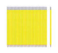 NIPORO HB Lot de 100 crayons à papier en bois, blancs, avec gomme, pré-taillés, 19 cm de long, durables, jaunes