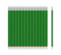 NIPORO Lot de 100 crayons HB, crayons en bois blancs avec gomme, crayons à pointe fine, 19 cm de longueur, emballage économique, durable, (Vert)