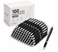 NIPORO Lot de 100 stylos à bille bleus ou noirs, tous avec encre bleue, écriture douce, débit d'encre uniforme, grip doux, pour le bureau, l'école et les équipes, noirs