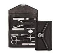 Nippes Solingen Lot de 7 outils de manucure en acier inoxydable et sans nickel avec fermoir à boucle Noir