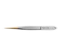Nippes Solingen Pince à épiler en acier nickelé, 9 cm de long, pointe dorée, pour sourcils, fine, argent, Modern, Argenté