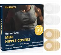 Nipple Covers Men,100Pcs (50 Pairs) Anti-Chafing Nipple Covers for Men, No-Show Mens Nipple Guard Tape for Running, Sports, and Daily Wear (Beige 25 Pairs + White 25 Pairs)