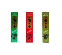 nippon kodo Morning Star Lot de 3 boîtes de 50 bâtons d'encens (bois de cèdre, bois de santal, thé vert) - Bâtons d'encens de qualité supérieure - Style japonais traditionnel