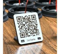 NIPRO Plaque QR en bois MDF, blanche, code QR, pour restaurant, café, bar, menu, personnalisable, Wi-Fi ou évaluations (Blanc, 56 x 50 mm)