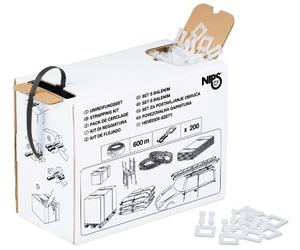 NIPS 140803001 Pack de cerclage 600 m de bandes en polypropylène et 200 attaches en plastique