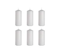 Nipter Bougies piliers, diamètre 8 cm, hauteur 20 cm, Bougie cylindrique blanc, inodore, durée de combustion extra longue 90h, lot de 6 bougies (1 boîte)