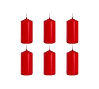 Nipter Bougies pilliers rouges Bougie cylindrique, diamètre 6 cm, hauteur 12 cm, inodore, longue durée de combustion 38h, lot de 6 bougies (1 boîte)