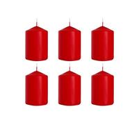 Nipter Bougies pilliers rouges Bougie cylindrique, diamètre 7 cm, hauteur 10 cm, inodore, longue durée de combustion 44h, lot de 6 bougies (1 boîte)