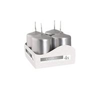 Nipter Bougies votives bougies piliers bougies de l'avent argent métallique, diamètre 3,5 cm, hauteur 6 cm, inodore, durée de combustion 7h, lot de 20 bougies (5 boîtes)
