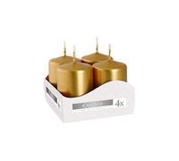 Nipter Bougies votives bougies piliers bougies de l'Avent or métallique, diamètre 3,5 cm, hauteur 6 cm, inodore, durée de combustion 7h, lot de 8 bougies (2 boîtes)