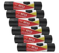 Nipter sac poubelle avec cordon de serrage 60l, sacs poubelle écologique, 25 my, 60x72 cm, noir, 15 sacs poubelle par rouleau, 12 rouleaux