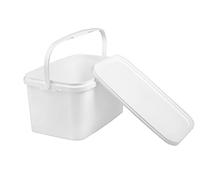 Nipter Seau avec Couvercle 12L - Rectangulaire en Plastique Blanc Alimentaire - 9 Pièces