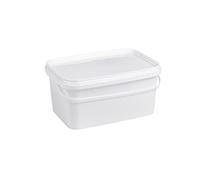 Nipter Seau avec Couvercle 3L - Rectangulaire en Plastique Blanc, Qualité Alimentaire, 9 Pièces