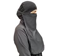 Niqab Voile pour le visage Jilbab Abaya Khimar Écharpe islamique une pièce Idéal Mosquée Madrassa Ramadan Aïd Mariage quotidien, Noir , Taille unique