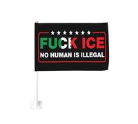 Nique l'ICE ! Aucun humain n'est illégal ! Drapeau de voiture 12x18, drapeaux de protestation mexicains pour bannières double face, décoration