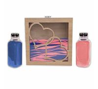 NIRALIS Kit Rituel de Sable pour Mariage avec Cadre Cœurs - Cérémonie Symbolique d'Amour - Comprend 2 Couleurs de Sable (800g c/u) - Cadeau Saint Valentin - Modèle Blanc ou Chêne (Chêne, Rose/Bleu)