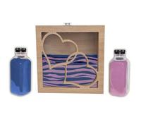 NIRALIS Kit Rituel de Sable pour Mariage avec Cadre Cœurs - Cérémonie Symbolique d'Amour - Comprend 2 Couleurs de Sable (800g c/u) - Cadeau Saint Valentin - Modèle Blanc ou Chêne (Chêne, Bleu/Violet)