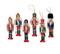 Nircho Casse-Noisette de Noël, Ensemble de Casse-Noisette de Soldat en Bois Décorations de marionnettes de Noël Casse-Noisettes Décoration de Festival Ornements de Noël Cadeau (6 pièces)