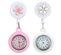 NIRJIK Montre Infirmiere pour Blouse 2pcs, Montre Trotteuse Infirmière avec Clip et Étui en Silicone, Trotteuse Rétractables pour Femmes, Accessoires pour la Clinique et la Vie Quotidienne