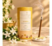 Nirmalaya Lot de 40 bâtons de Jasmin 100% Naturel pour Pooja | Bâtons Dhoop sans Bambou pour la Maison/Le Bureau | Dhup pour Puja avec Support | Idéal pour Les parfums durables