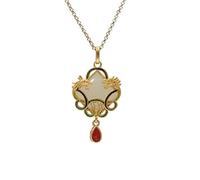 NIRNHYRUR Collier d'émeraude Collier en Jade Blanc Hetian Pur et Naturel, Pendentif Exquis représentant Un Dragon phénix aux Reflets Bleus flamboyants, orné d'un Argent Massif 925