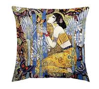 NIRNHYRUR Coussin brodé Housse de Coussin Style Yunnan Dai, 2 pièces, taies d'oreiller décoratives carrées en Coton et Lin, décorations de Ferme(A)