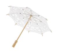 NIRNHYRUR Parasol en Dentelle de Mariage Blanc Vintage, Mini Parapluie brodé en Dentelle de Coton, Fleur de mariée for Filles, Bricolage Artisanal(White)