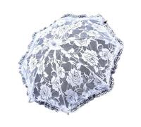 NIRNHYRUR Parasol en Dentelle de Mariage, parapluies élégants en Dentelle for Femmes, Mini Parapluie de mariée ajouré, Motifs Floraux délicats, Parasol Blanc(Color 6)