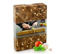 NIRO Planche à découper de cuisine professionnelle XXL 100 % bois d'acacia naturel, épaisseur 6 cm, dimensions 60 x 40 x 6 cm, non toxique, bois massif de qualité, utilisable comme plateau de service,