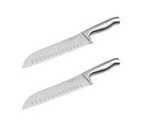 Nirosta 9319850 Lot de 2 couteaux de cuisine Santoku, Couteau à découper, Lame de 18 cm, Argenté, Acier inoxydable, 31 x 5cm