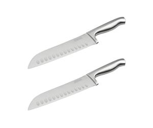 Nirosta 9319850 Lot de 2 couteaux de cuisine Santoku, Couteau à découper, Lame de 18 cm, Argenté, Acier inoxydable, 31 x 5cm