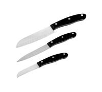 Nirosta 9920050 Couteau Santoku, Couteau office, Couteau à légumes, Acier Inoxydable, Noir, 20, 22 et 26 cm