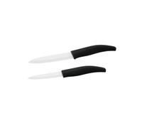 Nirosta 9920750 Lot de 2 Couteaux de cuisine en céramique, Couteau à découper, Lame de 12,5cm et 18 cm, Blanc, Noir, Céramique, Plastique, 24,5x3cm