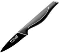NIROSTA Couteau à légumes WAVE, couteau de cuisine en acier inoxydable avec manche Soft-Touch, lame aiguisée à la main avec revêtement antiadhésif noir, couteau à fruits (longueur de la lame : env. 9