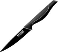 NIROSTA Couteau d'office WAVE, couteau de cuisine en acier inoxydable avec manche Soft-Touch, lame aiguisée à la main avec revêtement antiadhésif noir, couteau universel (longueur de la lame : env. 12
