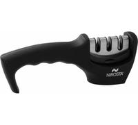 Nirosta 1 Couteau à aiguiser 3 étapes, ABS, élastomère, Acier Inoxydable, Noir et INOX.
