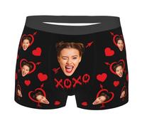 Nirusetty Boxer fantaisie personnalisé pour homme avec photo visage amusant, Xoxo Flèche d'amour, L