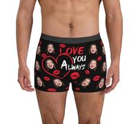 Nirusetty Boxer personnalisé pour homme avec photo de visage amusant ou logo de votre nom Taille XS à 3XL, Love You Always, XS