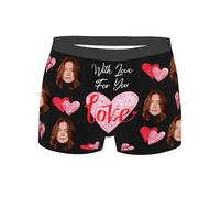 Nirusetty Boxer personnalisé pour homme, boxer avec mon visage sur eux, sous-vêtements de Noël pour homme, cadeaux mignons pour petit ami, « With Love for You », S