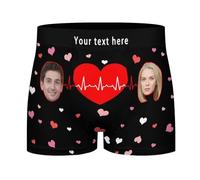 Nirusetty Boxer personnalisé pour petit ami, boxeurs personnalisés avec visage, choses pour obtenir votre petit ami mari, Les cœurs des amoureux sont connectés, M