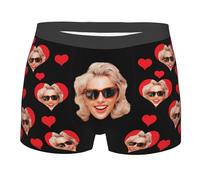 Nirusetty Sous-vêtements personnalisés pour le visage des hommes, caleçons boxeurs personnalisés pour hommes avec visage, cadeaux personnalisés pour petits amis, Superbe visage de femme avec cœur 2