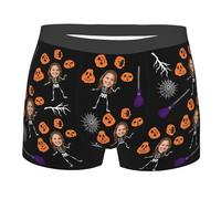 Nirusetty Sous-vêtements personnalisés pour le visage des hommes, caleçons boxeurs personnalisés pour hommes avec visage, cadeaux personnalisés pour petits amis, Joyeux Halloween 2, L