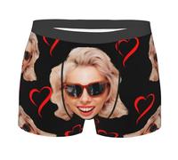 Nirusetty Sous-vêtements personnalisés pour le visage des hommes, caleçons boxeurs personnalisés pour hommes avec visage, cadeaux personnalisés pour petits amis, Superbe visage de femme avec cœur 1