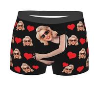 Nirusetty Sous-vêtements personnalisés pour le visage des hommes, caleçons boxeurs personnalisés pour hommes avec visage, cadeaux personnalisés pour petits amis, Hug Me, 3XL