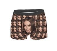 Nirusetty Sous-vêtements personnalisés pour le visage des hommes, caleçons boxeurs personnalisés pour hommes avec visage, cadeaux personnalisés pour petits amis, Intégral 1, S