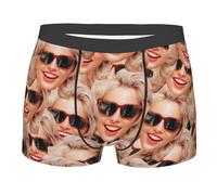 Nirusetty Sous-vêtements personnalisés pour le visage des hommes, caleçons boxeurs personnalisés pour hommes avec visage, cadeaux personnalisés pour petits amis, Intégral 3, XL