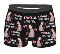 Nirusetty Sous-vêtements personnalisés pour lui, boxeurs personnalisés, boxers amusants pour homme, I Love You So Much 2 - Photo de la moitié du corps, XS